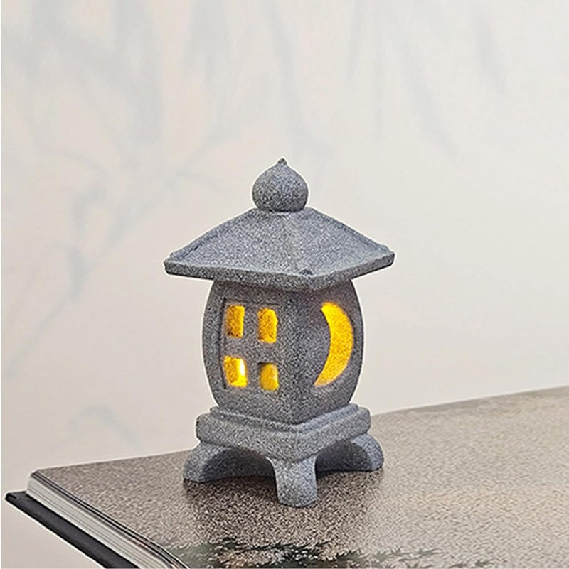 Daisylily Japanese Pagoda LED Lamp Statue Figurine, LED Lantern Pagoda Statue Figurines for Home Table Decor - Style B - Image 1